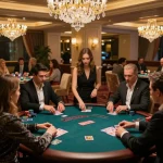 Engaged players in a vibrant VIP area experiencing high-stakes poker at vipwin casino.