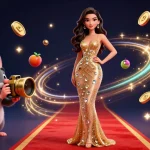 Vivez l'excitation des machines à sous au casino en ligne avec une femme glamour en 3D et des éléments de jeu dynamiques.