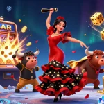 Win big at slot depo 10k with this vibrant, action-packed casino illustration.