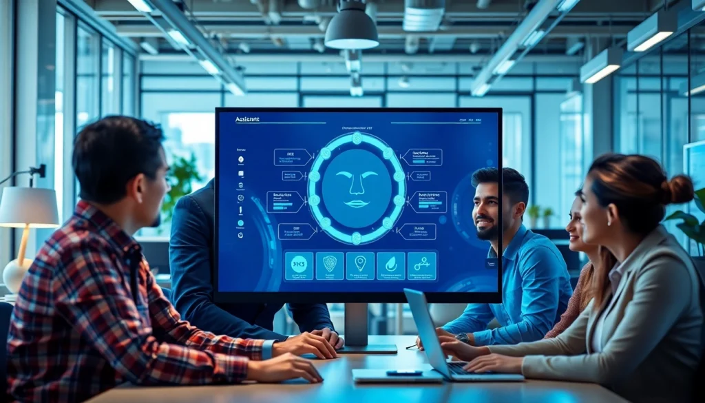 Enhance your productivity with an engaging enterprise assistant interface in a modern workspace.