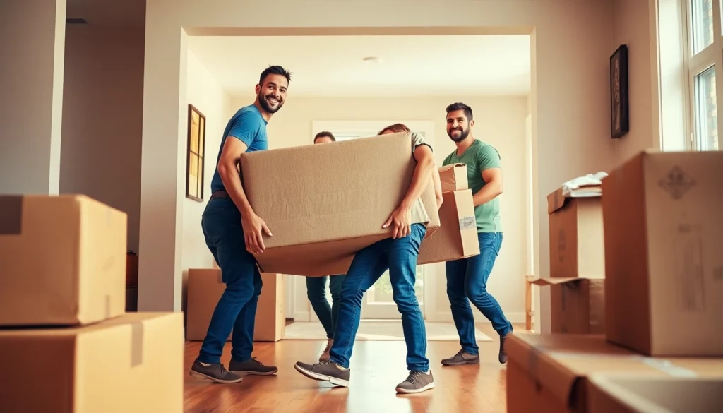 Boston local movers helping with a residential move, showcasing teamwork and care.
