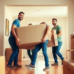 Boston local movers helping with a residential move, showcasing teamwork and care.