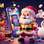 Spin and win at dinamit4d with Santa and friends in a vibrant casino scene!
