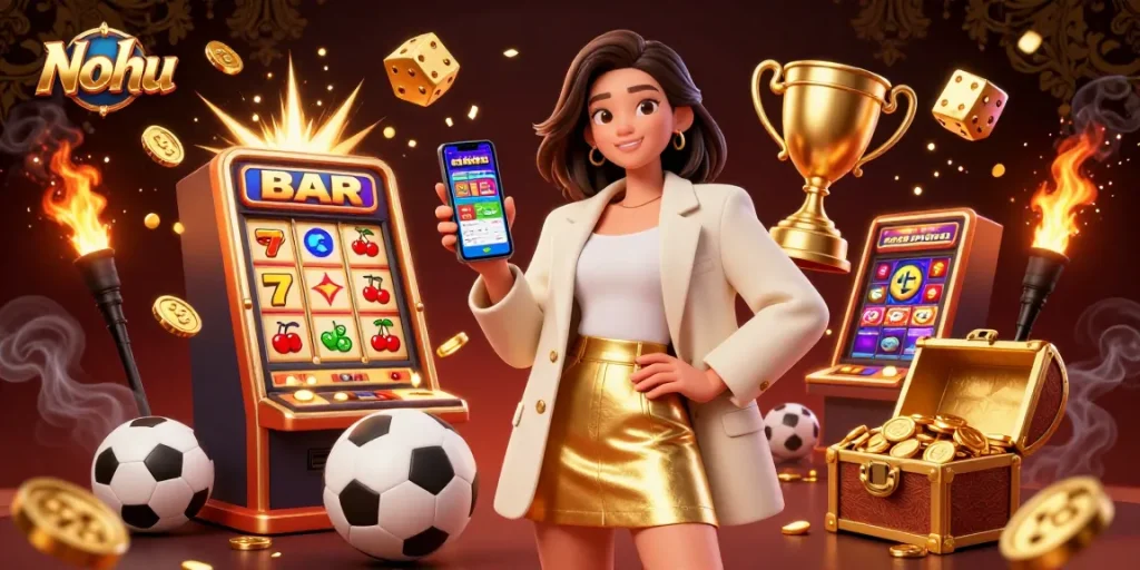 Nohu players enjoy thrilling action with vibrant slots and engaging trophy displays.