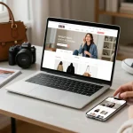 Online shopping at a 레플리카 사이트 with high-quality products in a cozy home setup.
