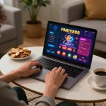 Permain online yang menarik di kasino paris888 di laptop, menonjolkan momen permainan yang strategis.