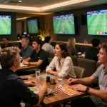 WWBOLA sports betting scene with fans engaged in live action and betting on soccer games.