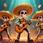 Engage with สล็อตเว็บตรง through a vibrant mariachi band surrounded by dynamic slot elements.