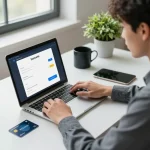 Ezzocards virtual card management in a modern workspace setting.