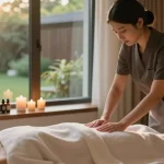 마포스웨디시 massage therapy session in a tranquil spa environment with aromatic oils and soft lighting.