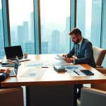 Reviewing finance strategies with a client at www.cambioml.com, demonstrating expert advice and professionalism.