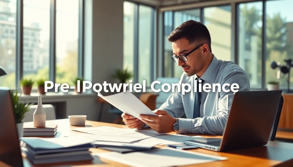Visual representation of pre-post award compliance review process in a professional office setting