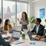 Collaboration on Local SEO NYC strategies in a modern New York office