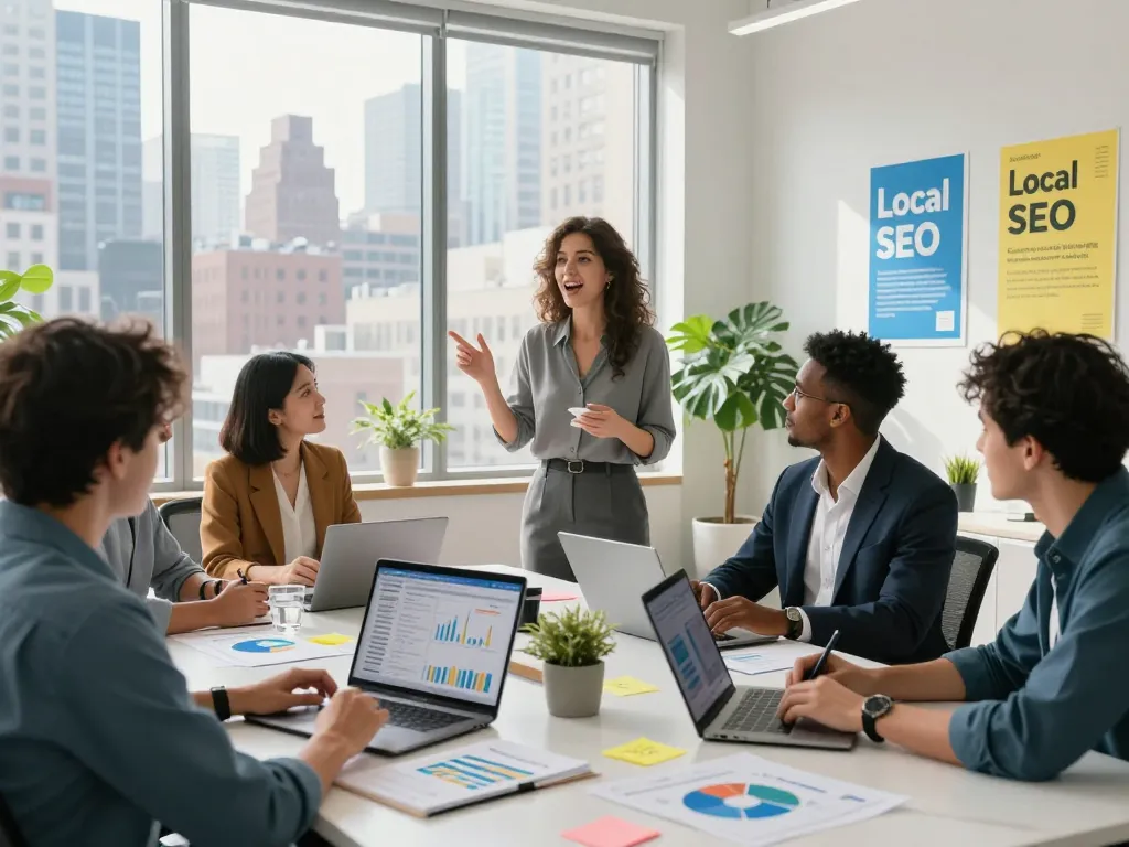 Collaboration on Local SEO NYC strategies in a modern New York office