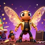 Engage with rokok88 through vibrant slot games featuring a cicada rock star and whimsical casino elements.