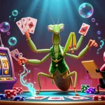 Gioca nei casinò online non AAMS con slot, jackpot e simboli fortunati in un'illustrazione vivace.