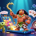 Play interactive slot games with toto in a vibrant 3D cartoon casino scene filled with excitement.