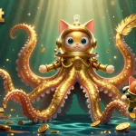Bet on sbobet with a colorful 3D illustration showcasing an epic scene of a kraken and a diving cat.
