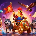 Engage with dewa slot excitement through this dynamic 3D casino scene showcasing action and riches.