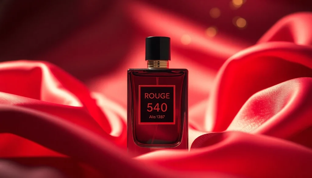 Experience the elegance of Rouge 540 in a luxurious setting with soft silk and warm lighting.