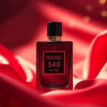 Experience the elegance of Rouge 540 in a luxurious setting with soft silk and warm lighting.