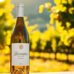 Showcasing a bottle of Chenin Blanc in an elegant vineyard setting under warm sunlight.