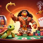 Experience the thrill of slot depo 5000 with vibrant casino elements and engaging characters in this dynamic 3D scene.