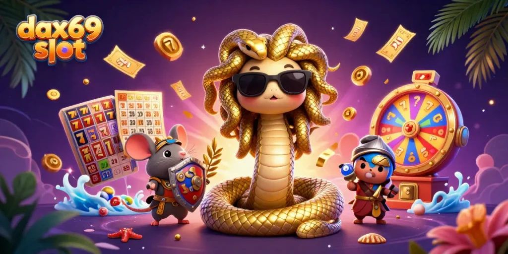 Mengguncang jackpot dalam permainan dax69 slot dengan Medusa bersahabat dan prajurit mouse.