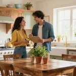 شراء مطابخ مستعملة بالرياض showcased in a charming kitchen scene, highlighting vintage cabinetry and modern appliances.