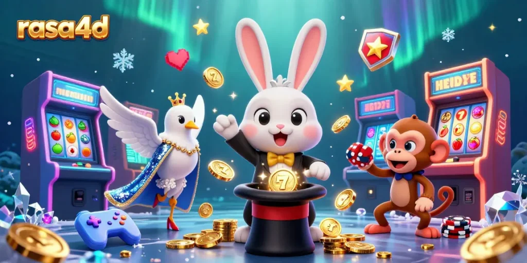 Permainan menyenangkan di rasa4d dengan karakter menarik: kelinci, burung merpati, dan monyet